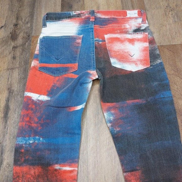 HUDSON Junior Women 24 “Nico” Mid-Rise Super Skinny Jegging Jeans Red White Blue - Picture 15 of 16